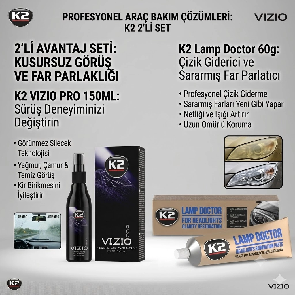 K2 Lamp Doctor Profesyonel Çizik Giderici ve Sararmış Far Parlatıcı Macun (60 g)