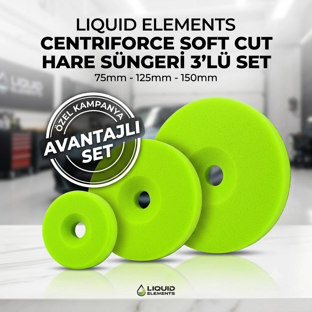 Liquid Elements Centriforce Soft Cut Hare Giderme Süngeri 3’lü Avantaj Seti (75mm + 125mm + 150mm)