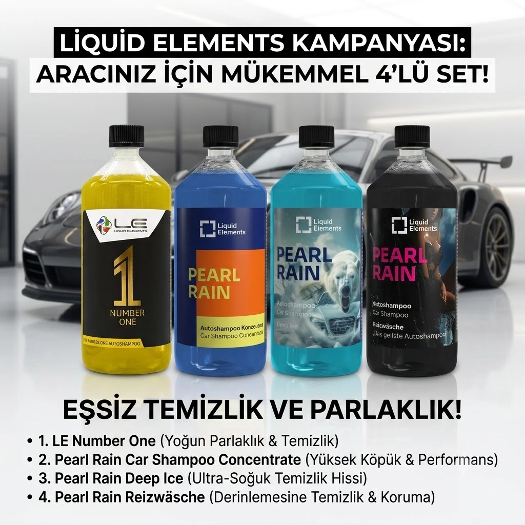 Aracınız İçin Profesyonel Alman Teknolojisi: Liquid Elements 4’lü Şampuan Seti!