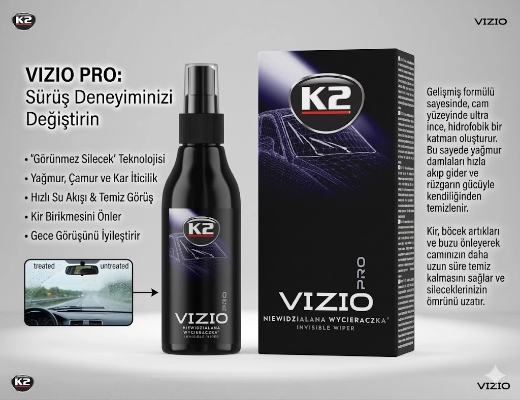 K2 VIZIO PRO 150ML cam yağmur ve su kaydırıcı