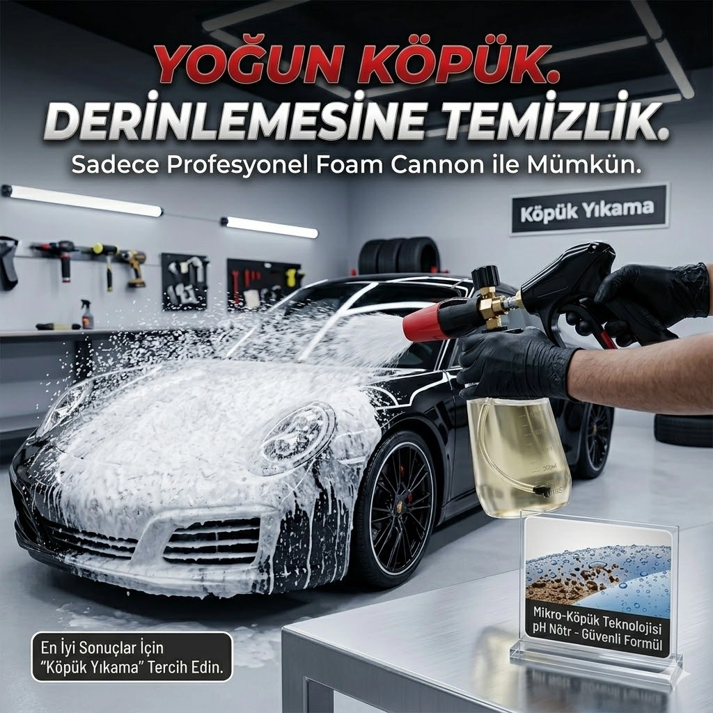 Profesyonel Oto Yıkama Köpük Aparatı - 1 Litre Şeffaf Şişeli Foam Lance
