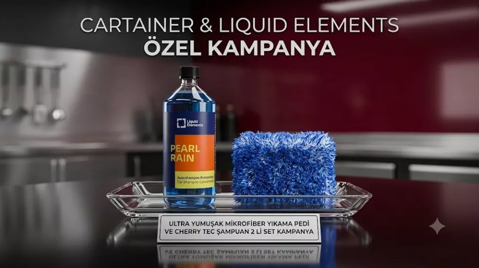 Cartainer Premium Mikrofiber WashPad & Liquid Elements Pearl Rain Kiraz Kokulu Oto Şampuanı 2’li Set