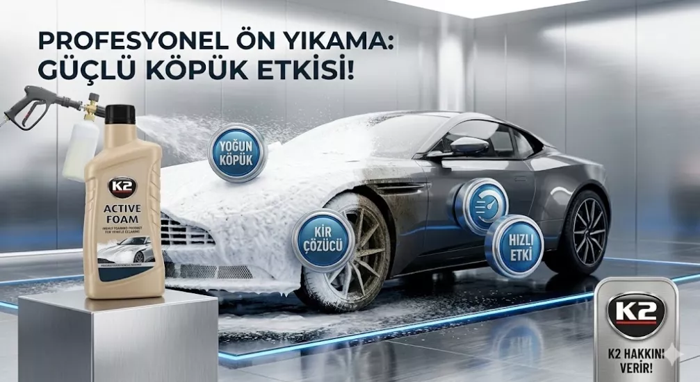 K2 Active Foam Aktif Bileşenli Alkali Ön Yıkama Köpüğü 1 Litre