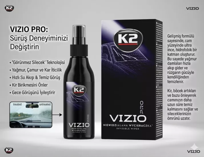 K2 VIZIO PRO 150ML cam yağmur ve su kaydırıcı